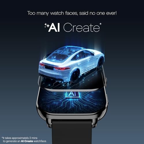Noise Pulse 4 Max Smart Watch with AI Create (India's 1st Ever with Unlimited Watch Faces), AI Search, 1.96" AMOLED Display, Functional Crown, Premium Metallic Finish, Health Suite (Elite Black)
