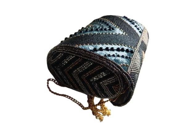 Handcrafted Beaded Clutch Bag with Chain Strap