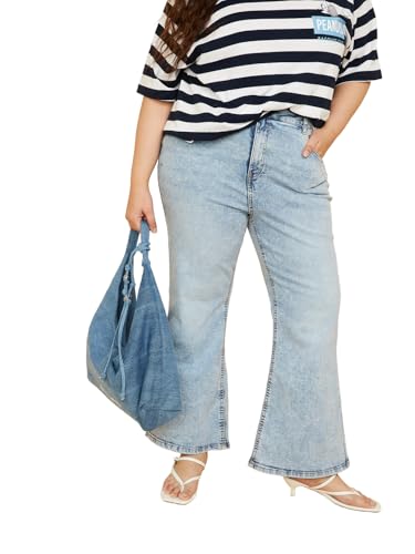 Max Women Washed Flared Jeans (Blue_38)