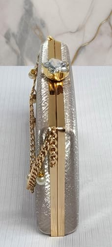 Divine Collection Pearl Crown Clutch (Silver)