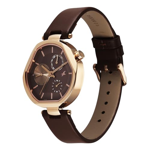 Fastrack TIK Tok 5.0 Quartz Brown Shaped Dial Women's Watch | Leather Strap Material | Watches for Women Analog - 6319WL01