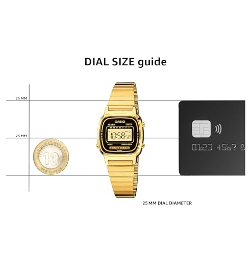 Casio Vintage LA670WGA-1DF Black Digital Dial Gold Stainless Steel Band D124