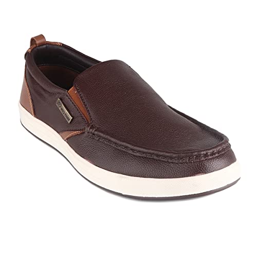 Red Chief Genuine Leather Casual Slip-On Boat Shoes for Men | Stylish & Comfortable Shoes | Brown | RC3887