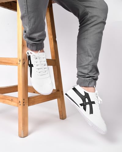 SilverArrow Men HypeRun Casual Sneakers Shoes White Black 8 UK