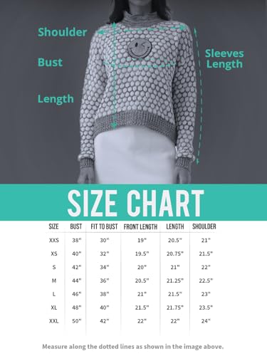The Souled Store S.W.Smiley: Faces Women and Girls Full Sleeves Mock Neck Light Blue Graphic Acrylic Oversized Fit Sweater