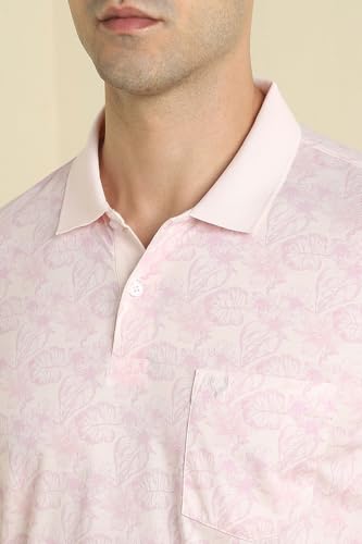 Allen Solly Men Pink Printed Polo Neck T-Shirt