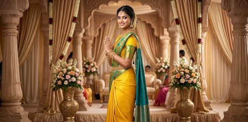 SREE KUMARAN Women's Kanchipuram Kubera Silk Pure Pattu Sarees With Blouse 1