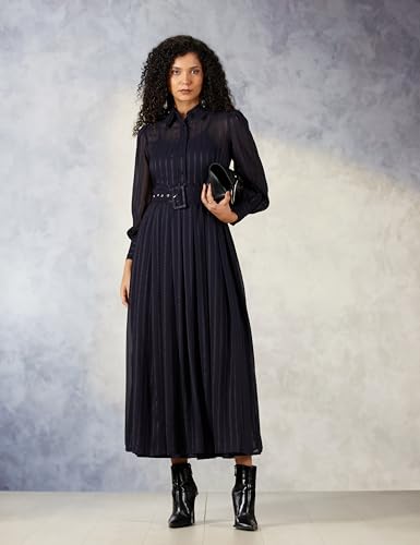 Styli Women's Polyester A-Line Maxi Dress (7003913622_Blue_2XL)