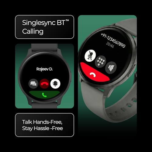Fastrack Jupiter R3 1.38" Ultra UV Round Display with Nitro Fast Charging,Single Sync BT Calling, HRM, SPO2, Upto 5 Days Battery Life Smart Watch for Man & Woman - Sage Green