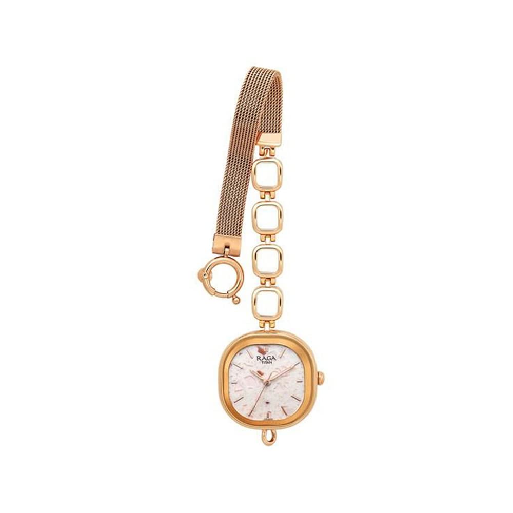 Titan Raga Delight Quartz Analog Rose Gold Dial Multicolour Stainless Steel Strap Watch for Women - NT95153KM01