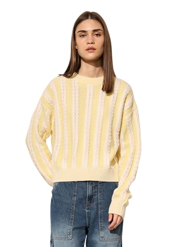 ONLY Women's Acrylic Round Neck Pullover Sweater (9005676- Sunlight