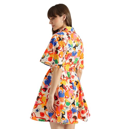 United Colors of Benetton Women's Cotton Western Above The Knee Dresses (25A4WVNDR151G902_Multicolour