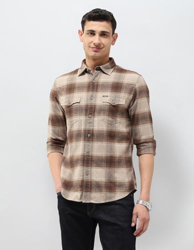 U.S. Polo Assn. Denim Co. Men's Twill Tartan Checked Shirt (UDSHT1956_Khaki_39)