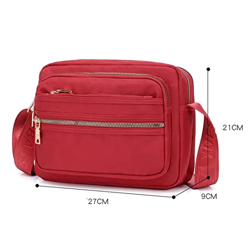 OLOMA Handbags For Women Women Solid Color Zipper Waterproof Nylon Shoulder Bag Female Crossbody Bag Ladies Waterproof Travel Messenger Bag (Color : Hortel�)