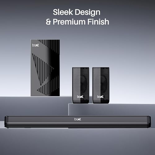 Boat Aavante Bar 3200D Pro, Dolby Audio, 400W Sound, Wireless Satellite Speakers, 5.1CH, DSP for Crystal Clear Sound, Bluetooth Sound bar, Home Theatre Soundbar Speaker (Premium Black)