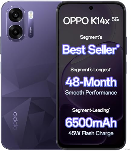 OPPO K14x 5G, Prism Violet, 4GB RAM, 64GB Storage