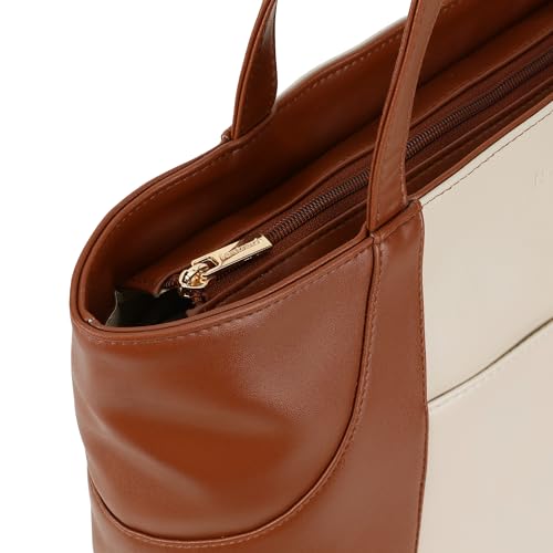 Fastrack Twintone Tote | Beige & Tan Women’S Handbag | Spacious Tote with Zipper Closure & Multiple Utility Pockets | 14" Laptop Compatible