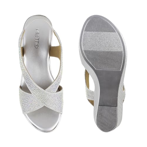 Metro Women Silver Synthetic Sandals - EU/38 UK/5-35-90