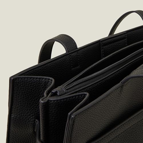 Accessorize London Women's Black Metal twist-lock tote Bag