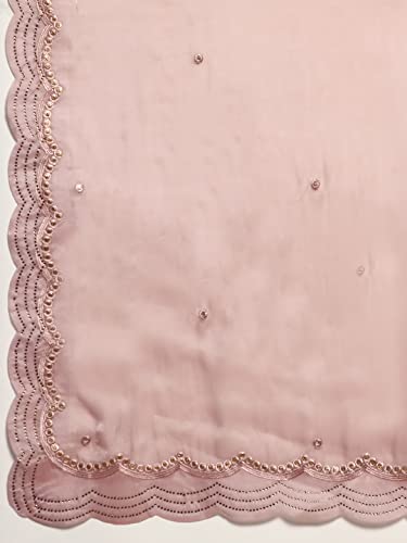 Rekha Maniyar Women's Gota Mirror Work With Diamond Cutwork Organza Silk Gajari Saree With heavy Foil Zari Embroidered Blouse Piece (GAJARI)