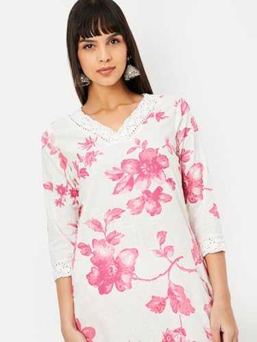 Max Women's Cotton Blend Kurta Set (CTKST54047A_Pink