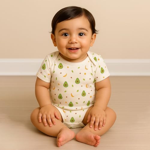 Moms Home Soft Organic Cotton Unisex Baby Onesie/Bodysuit Pack of 5 - (3-6 Months) Mix Designs
