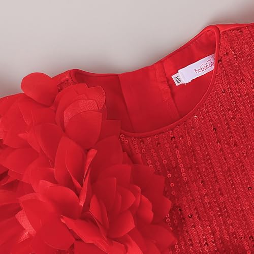 Hopscotch Girls Red Short Sleeves Sequin Bodice Flared Party Dress for Age (12-18 Months)