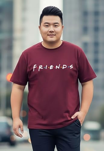 Khakey Men's Half Sleeve Round Neck Pure Cotton Plus Size T-Shirt| Black and Maroon Tshirt | Pack of 2