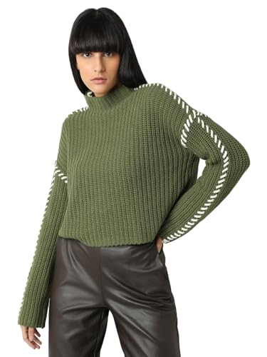 VERO MODA Womens Relaxed Fit Green Sweater