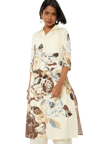 Max Women Printed A-line Kurta(White_M)