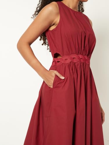 Max Women Solid A-line Dress (Red_L)
