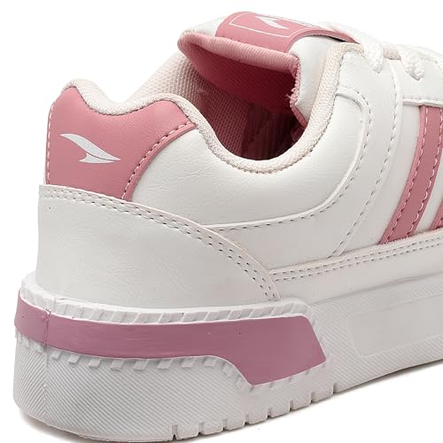 ASIAN Women PARADISE-12 Casual Mid Top Sneakers,Stylish and Trendy Shoes with Laces for Women and Girls Off White Pink