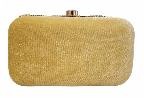 DUCHESS Women's Girl's Pearl Beaded Golden Box Clutch for Wedding