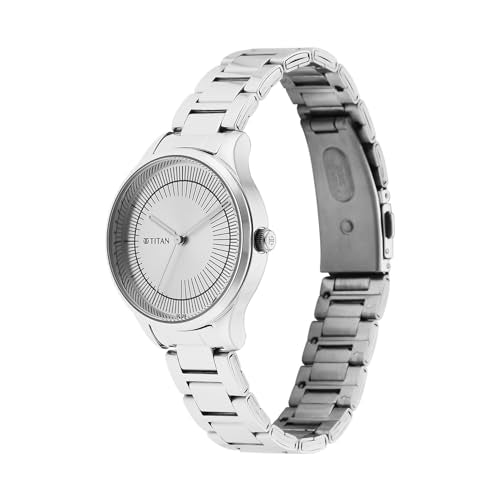 Titan Classique Plain 3 Hands Silver Round Dial Silver A1Stainless Steel Strap Women's Watch - 2649SM03