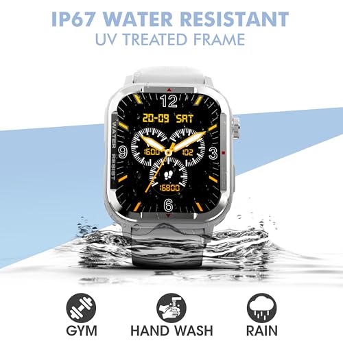 Nervfit Phoenix Smartwatch 1.85" TrueColor+LED Display, Bluetooth Calling, IP67 Waterproof, Fitness & Health Tracker with Heart Rate, SpO2, Stress & Sleep Monitoring (Cloud Grey Silicone)