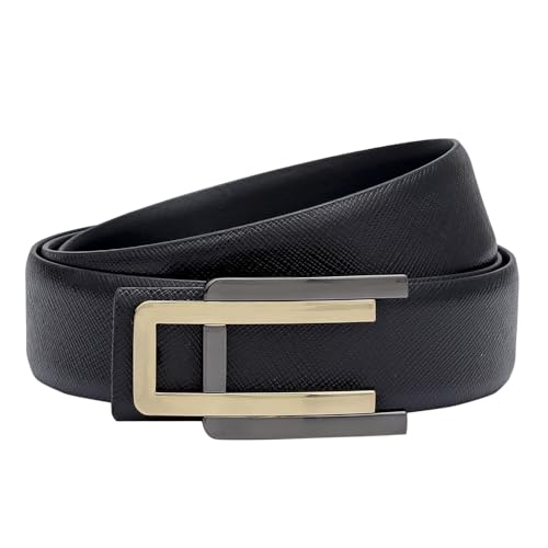 Da Milano Press Pin Leather Belt for Men - Black (Size- 80 cm)