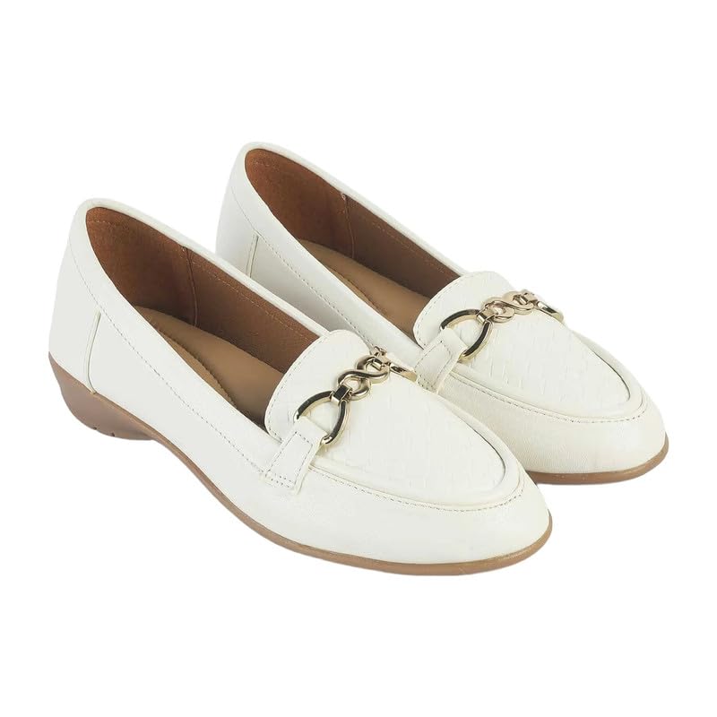 tresmode Moro White Women's Casual Loafers in Size 3 UK / 36 EU