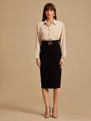 Kazo Lyric Pencil Midi Skirt for Women Black