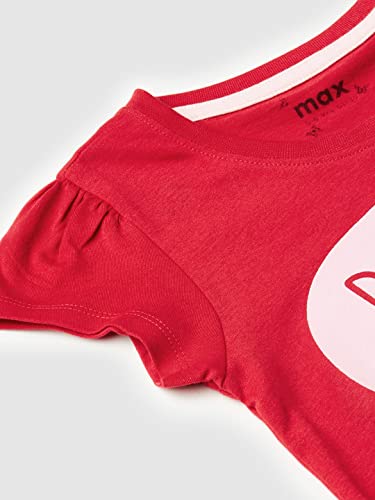 Max Girls Cotton Typographic Print Round Neck Regular Fit T-Shirt (P22Cbt18Bred_7-8Y) Red