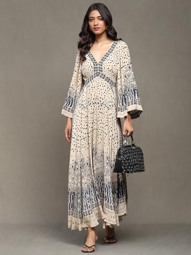 Ritu Kumar Beige Printed Dress