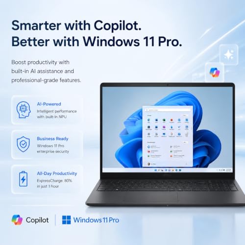 Dell 15.6" Touchscreen Laptop for Business | Intel 12-Core Ultra 7 255U (AI PC) | 64 GB DDR5-5600MT/s | 2 TB SSD | FHD Anti-Glare Display | Windows 11 Pro | Copilot AI | Wi-Fi 6 | Backlit Keyboard