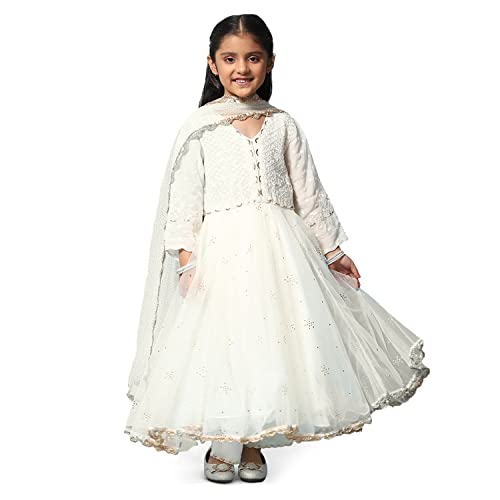 BIBA Girls Ethnic Yellow Cotton Kurta Set (Size_5)