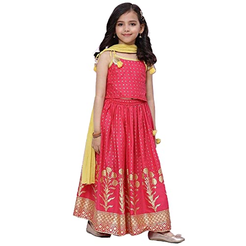 BIBA Girls Cotton Lehenga Set Readymade Pink 6 Years-7 Years