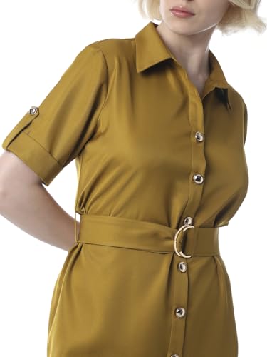 ONLY Women's Polyester Mini Shirt Dress with Belt (9020998- Tapenade