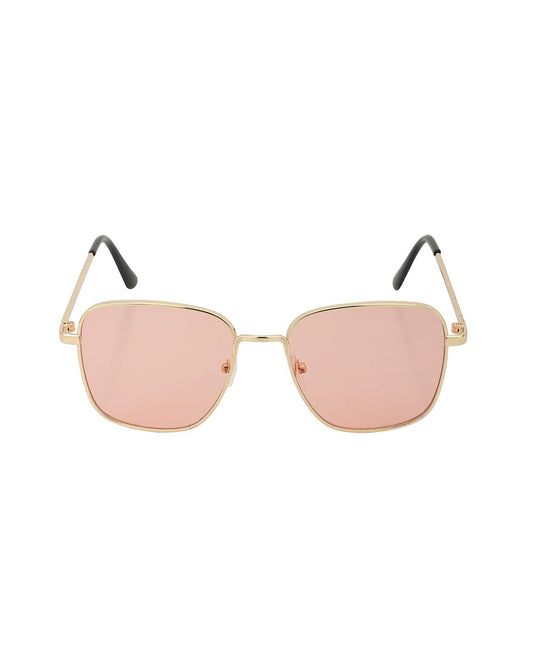 Carlton London Gold with Black toned and Pink UV Protected Lens Square Sunglass for Women