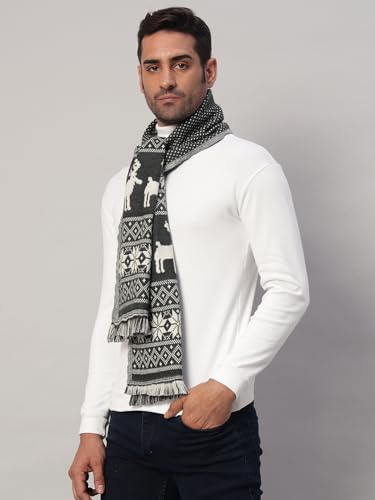 Ravaiyaa - Attitude is everything Deer Pattern Muffler Winter Woolen Scarf Men's Casual Soft And Warm Maffler70 x12 (Grey)