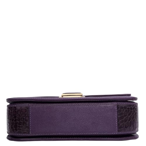 Da Milano Leather Satchel for Women - Purple