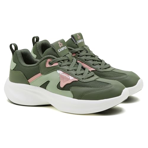 Campus Women's FILT Olive/Pista GRN Sneakers - 5UK/India 1 Pair
