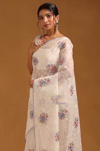 Soch Womens Off White Kota Floral Embroidered Saree
