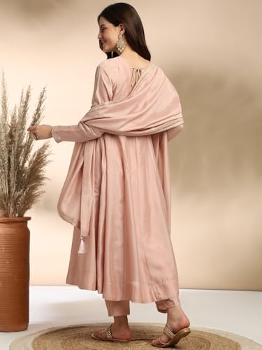 MOKOSH Women's Silk Kurta & Pant with Dupatta Set (417-03-XS_Rose Pink)